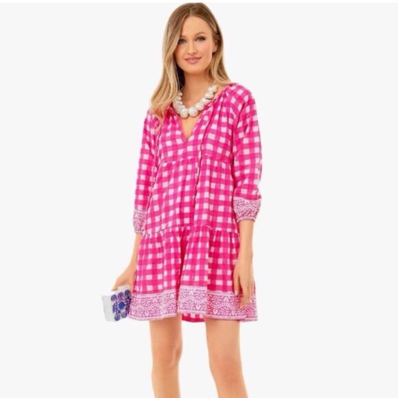 Tuckernuck Dresses & Skirts - Tuckernuck Pink White Gingham Mini Dress